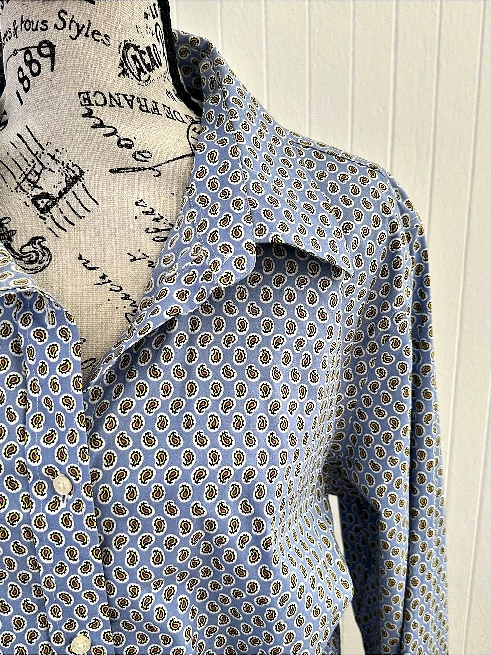 Lauren Ralph Lauren Paisley Button Down Blue Size 2X Like New